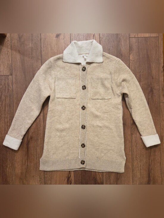 Maurices Sweaters - Maurices Beige Knit Cardigan with Sherpa Trim NWT
